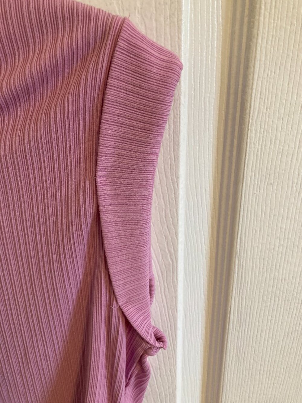 Nine West Cap Sleeve Top Size Large Pink Ribbed Ruched - Picture 4 of 5